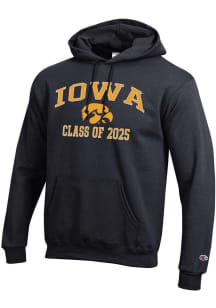 Mens Iowa Hawkeyes Black Champion Class of 2025 Text Powerblend Hooded Sweatshirt