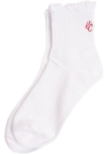 Kansas City KC White Ruffle Womens Crew Socks