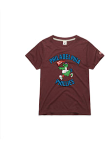 Phillie Phanatic  Homage Philadelphia Phillies Womens Maroon Basic Short Sleeve T-Shirt