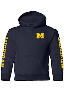 Michigan Wolverines Youth Navy Blue Team Graphic Long Sleeve Hoodie