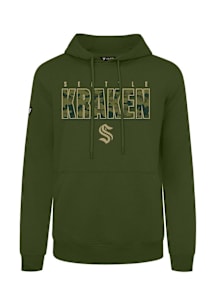 Levelwear Seattle Kraken Mens Olive Podium Protect Long Sleeve Hoodie