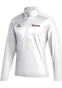 Mens Western Michigan Broncos White Adidas Broncos Script Qtr Zip Pullover