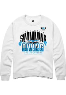 Mens Big Ten White Rally 2025 Mens Swimming &amp; Diving Championship Crew Sweatshirt