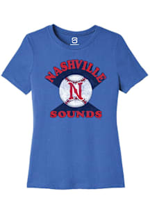 Summit Sportswear Nashville Sounds Womens Blue Soft Arch Short Sleeve T-Shirt
