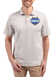 Cutter and Buck Florida Gators Ash 2025 National Champions Virtue Eco Pique Stripe Big and Tall Po..
