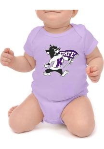 Baby Lavender K-State Wildcats Primary Logo Short Sleeve One Piece