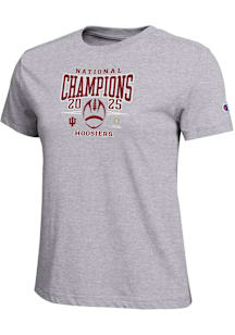 Champion Indiana Hoosiers Womens Grey 2025 College Football Champions Core Short Sleeve T-Shirt