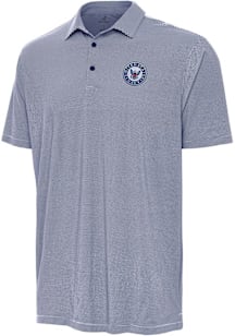 Antigua Navy Mens Navy Blue Twine Short Sleeve Polo