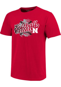 Red Nebraska Cornhuskers Softball Short Sleeve Fashion T Shirt