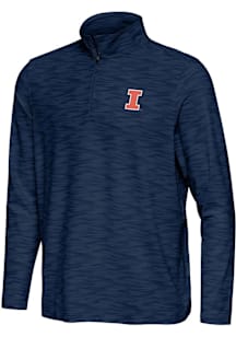 Antigua Illinois Fighting Illini Mens Navy Blue Swell Long Sleeve Qtr Zip Pullover
