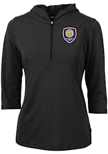 Cutter and Buck Orlando City SC Womens Black Virtue Eco Pique Hooded Sweatshirt