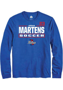 Jordan Martens Mens Blue Tulsa Golden Hurricane NIL Stacked Box Long Sleeve Player T Shirt
