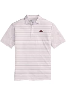 Onward Reserve Arkansas Razorbacks Mens Crimson Tour Stripe Short Sleeve Polo