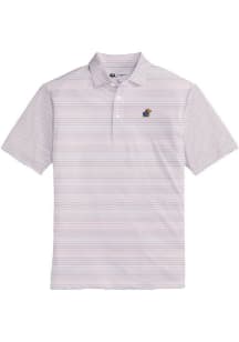 Onward Reserve Kansas Jayhawks Mens Blue Tour Stripe Short Sleeve Fashion Polo