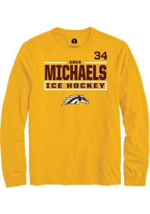 Owen Michaels Rally Mens Gold Western Michigan Broncos NIL Stacked Box Tee