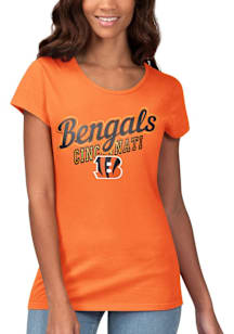 Cincinnati Bengals Womens Orange Endzone Foil Short Sleeve T-Shirt