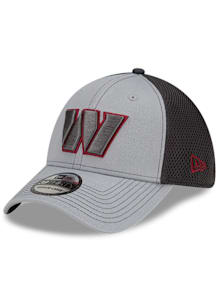 New Era Washington Commanders Mens Grey Grayed Out Neo 39THIRTY Flex Hat