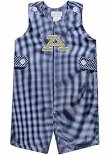Vive La Fete Akron Zips Toddler Navy Blue Gingham Overalls