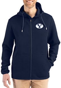 Cutter and Buck BYU Cougars Mens Navy Blue Epic Comfort Full Zip Light Weight Jacket