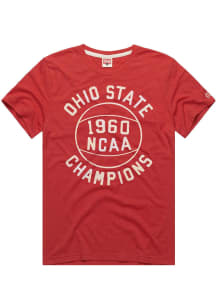 Homage Ohio State Buckeyes Red Basketball 1960 National Championship Short Sleeve Fashion T Shir..