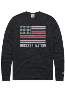 Homage Ohio State Buckeyes Black Flag Long Sleeve Fashion T Shirt
