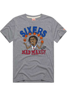 Tyrese Maxey Philadelphia 76ers Grey Caricature Short Sleeve Fashion Player T Shirt