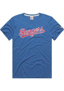 Homage Texas Rangers Blue Script Short Sleeve Fashion T Shirt