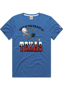 Homage Texas Rangers Blue Deep in The Heart Short Sleeve Fashion T Shirt
