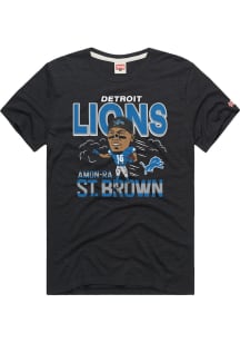 Amon-Ra St. Brown Detroit Lions Black Logo Short Sleeve Fashion Player T Shirt