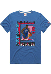 Joel Embiid Philadelphia 76ers Blue Trading Card Short Sleeve Fashion Player T Shirt
