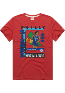 Tyrese Maxey Philadelphia 76ers Red Trading Card Short Sleeve Fashion Player T Shirt