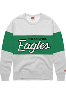 Homage Philadelphia Eagles Mens Ash Retro Stripe Long Sleeve Fashion Sweatshirt