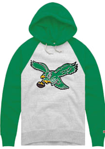 Homage Philadelphia Eagles Mens Ash Retro Color Block Raglan Fashion Hood
