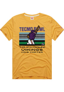 Cris Carter Minnesota Vikings Gold TECMO Bowl Short Sleeve Fashion Player T Shirt