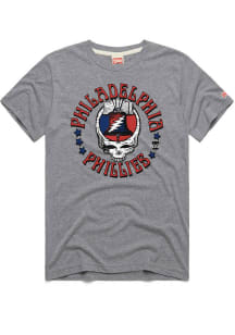 Homage Philadelphia Phillies Grey Grateful Dead Short Sleeve Fashion T Shirt