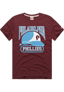 Homage Philadelphia Phillies Maroon Helmet Short Sleeve Fashion T Shirt
