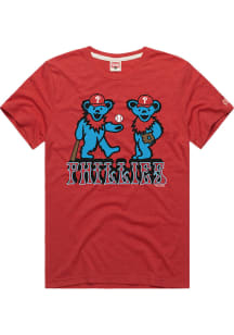 Homage Philadelphia Phillies Red Grateful Dead Short Sleeve Fashion T Shirt