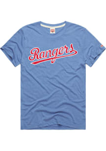 Homage Texas Rangers Light Blue Script Short Sleeve Fashion T Shirt