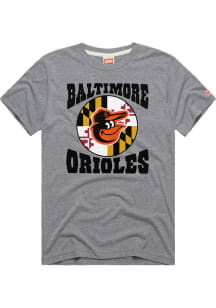 Homage Baltimore Orioles Grey Bird Flag Short Sleeve Fashion T Shirt