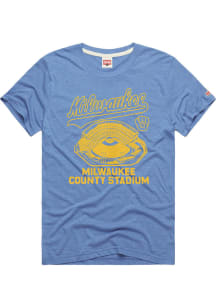 Homage Milwaukee Brewers Light Blue Logo Layout Short Sleeve Fashion T Shirt