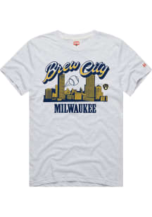 Homage Milwaukee Brewers Grey Logo Layout Short Sleeve Fashion T Shirt