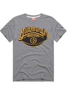Homage Pittsburgh Steelers Grey Blitzburgh Short Sleeve Fashion T Shirt