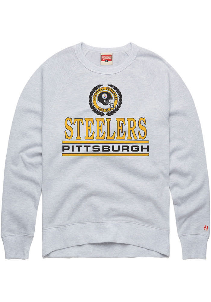 Homage Pittsburgh Steelers Mens GREY Collegiate Crest Long Sleeve