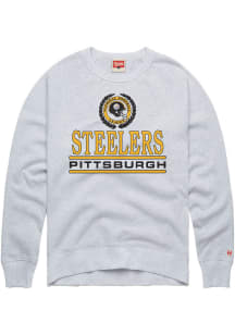 Homage Pittsburgh Steelers Mens Grey Collegiate Crest Long Sleeve Fashion Sweatshirt