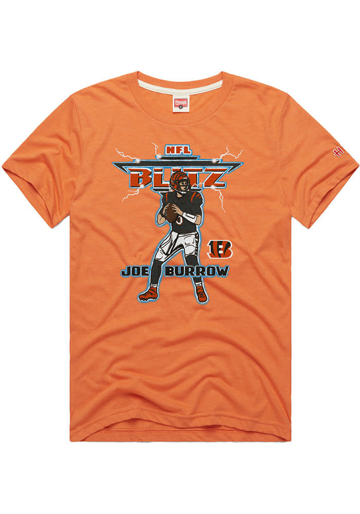 Joe Burrow Cincinnati Bengals Orange Blitz Short Sleeve Fashion Player T Shirt