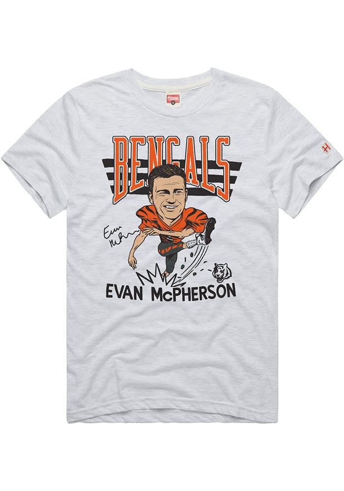 Evan McPherson Cincinnati Bengals Grey Short Sleeve Fashion Player T Shirt