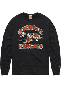 Homage Cincinnati Bengals Mens Black Retro Heart And Soul Long Sleeve Fashion Sweatshirt