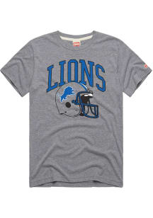 Homage Detroit Lions Grey Arch Over Helmet Short Sleeve Fashion T Shirt