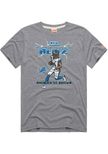Amon-Ra St. Brown Detroit Lions Grey St Brown Blitz Short Sleeve Fashion Player T Shirt