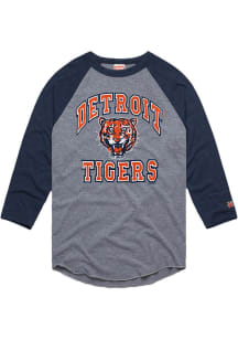 Homage Detroit Tigers Grey Coop Number 1 Graphic Long Sleeve Fashion T Shirt